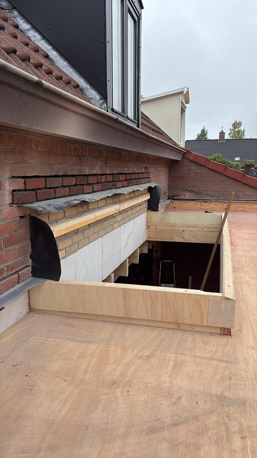 Aanbouw met dakraam – constructie plat dak